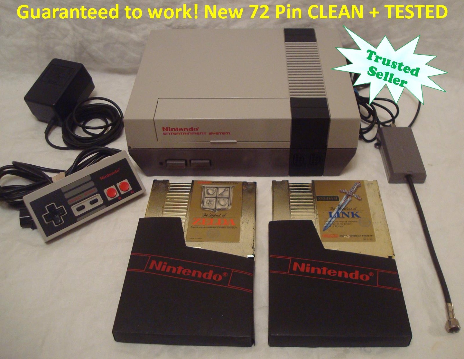 Nintendo NES ORIGINAL Console Bundle NEW PINS 2 Classic Games ZELDA and LINK