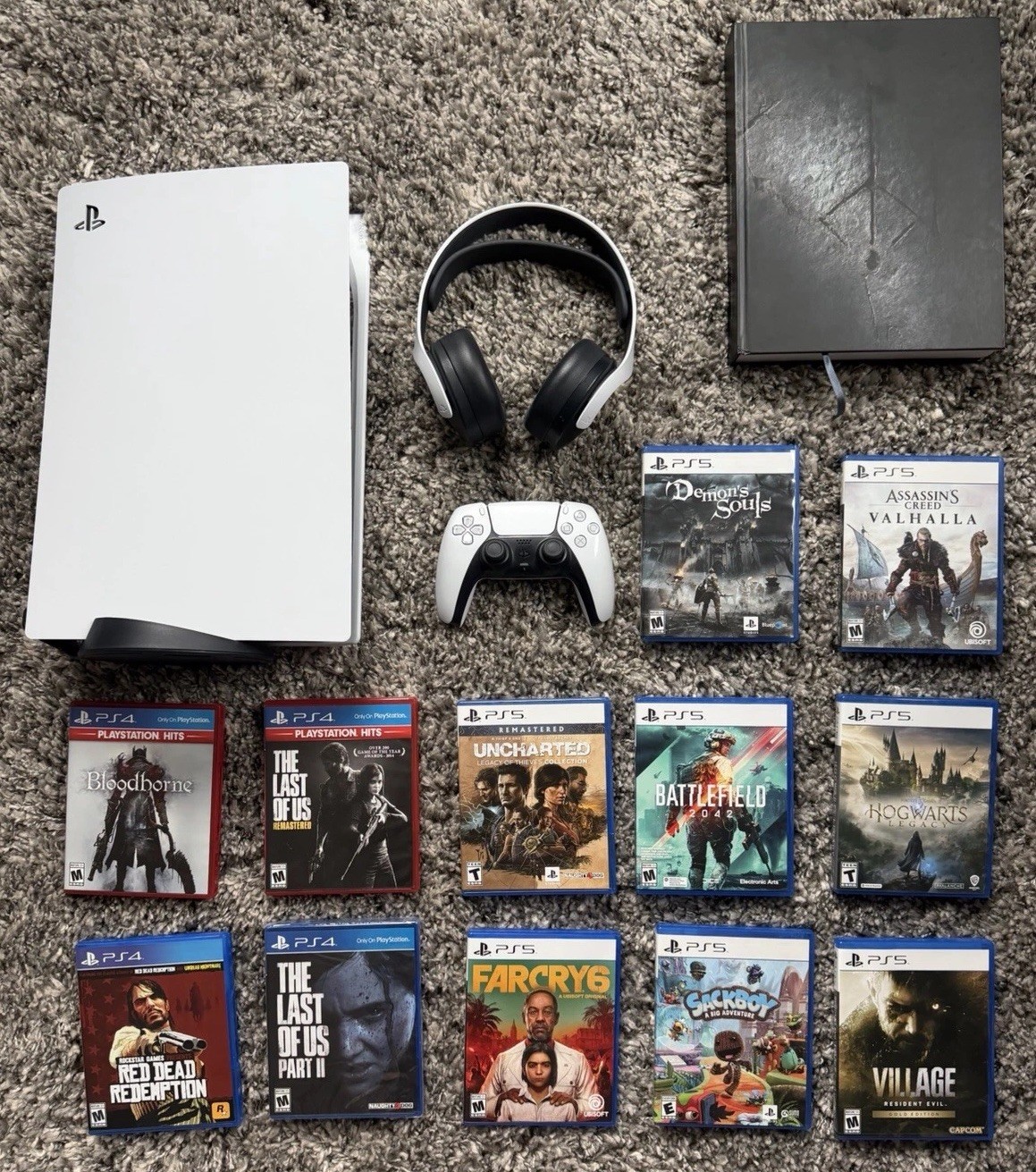 PlayStation 5 Disc Console Bundle – 12 Games, Headset & Bloodborne 25th Guide