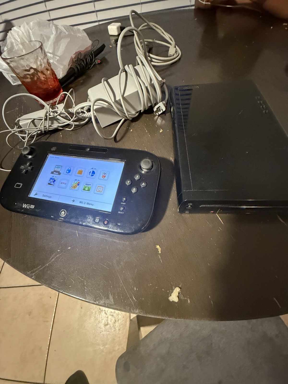Nintendo Wii U Black Console with All Cables Works But Has Memory Corruption