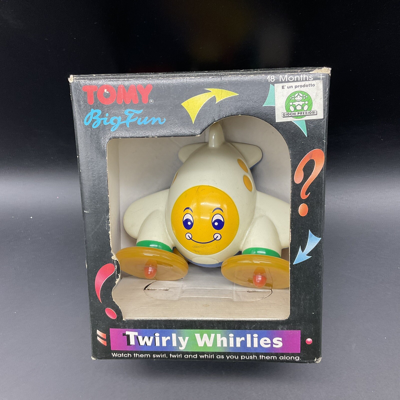80’S VINTAGE TOMY BIG FUN TWIRLY WHIRLIES BABY PUSH TOY MIB Airplane# NIB [LH]