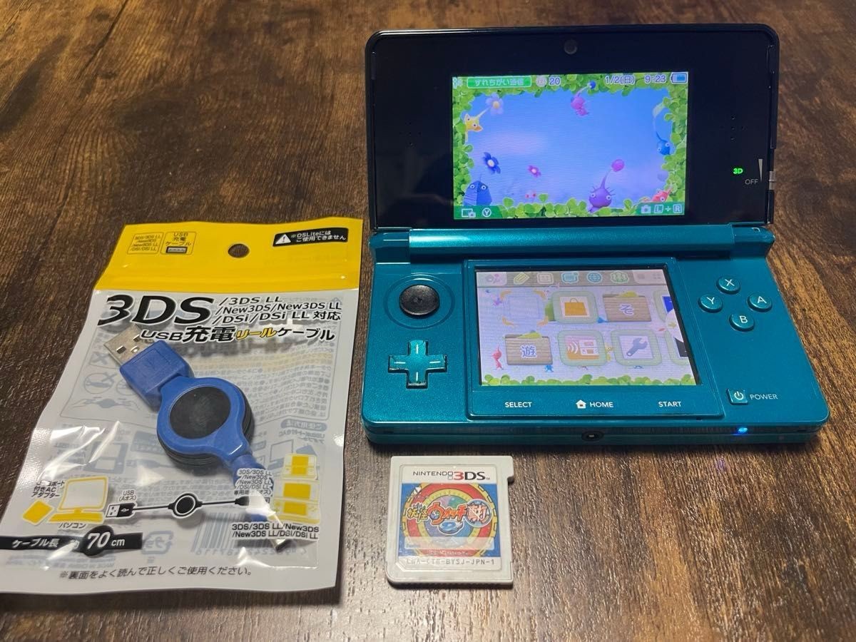 Nintendo 3DS CTR-001 Blue Handheld Console and software Japan