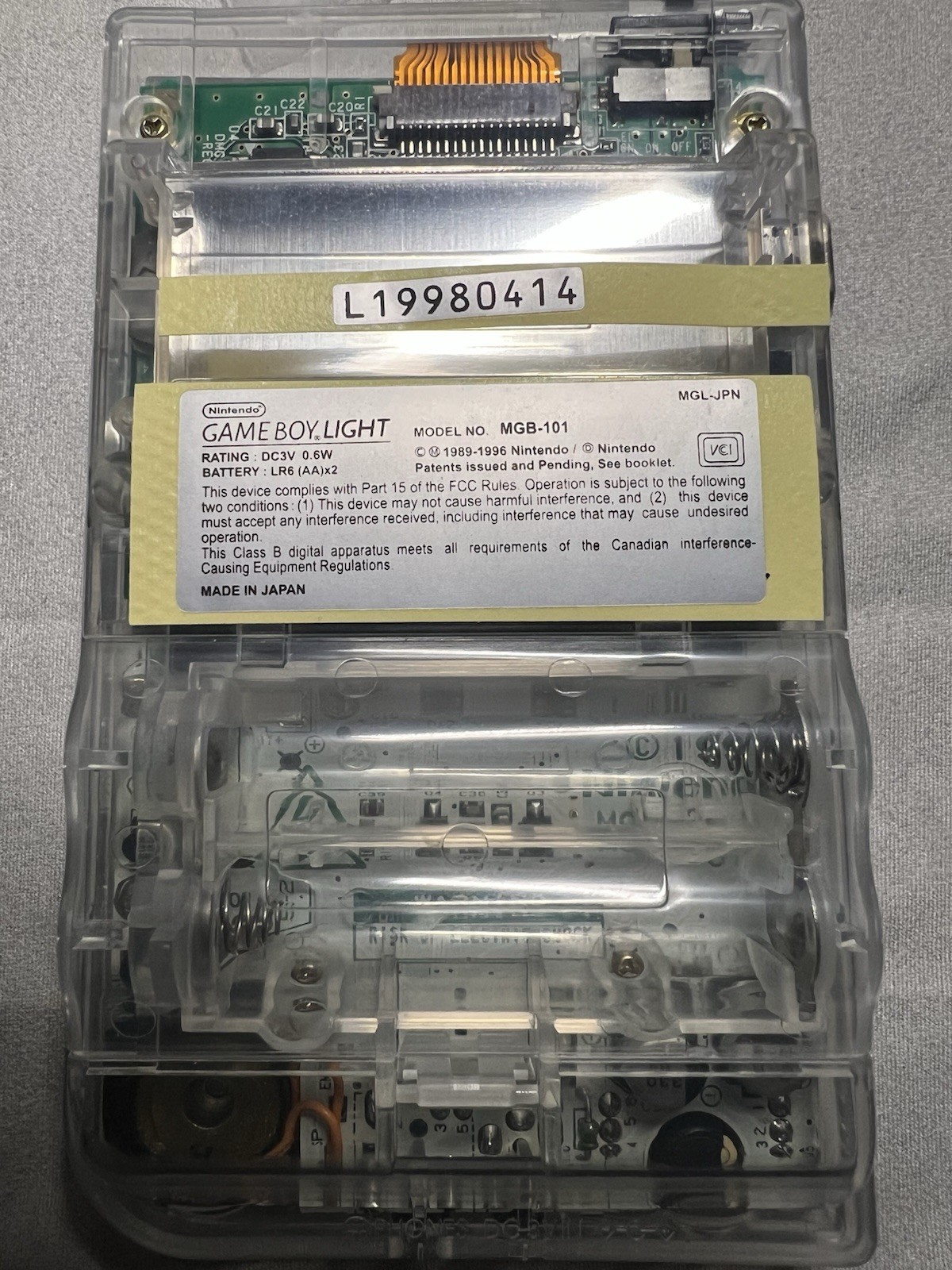 Nintendo GameBoy Light GBL Clear White + New Shell + Glass Lens