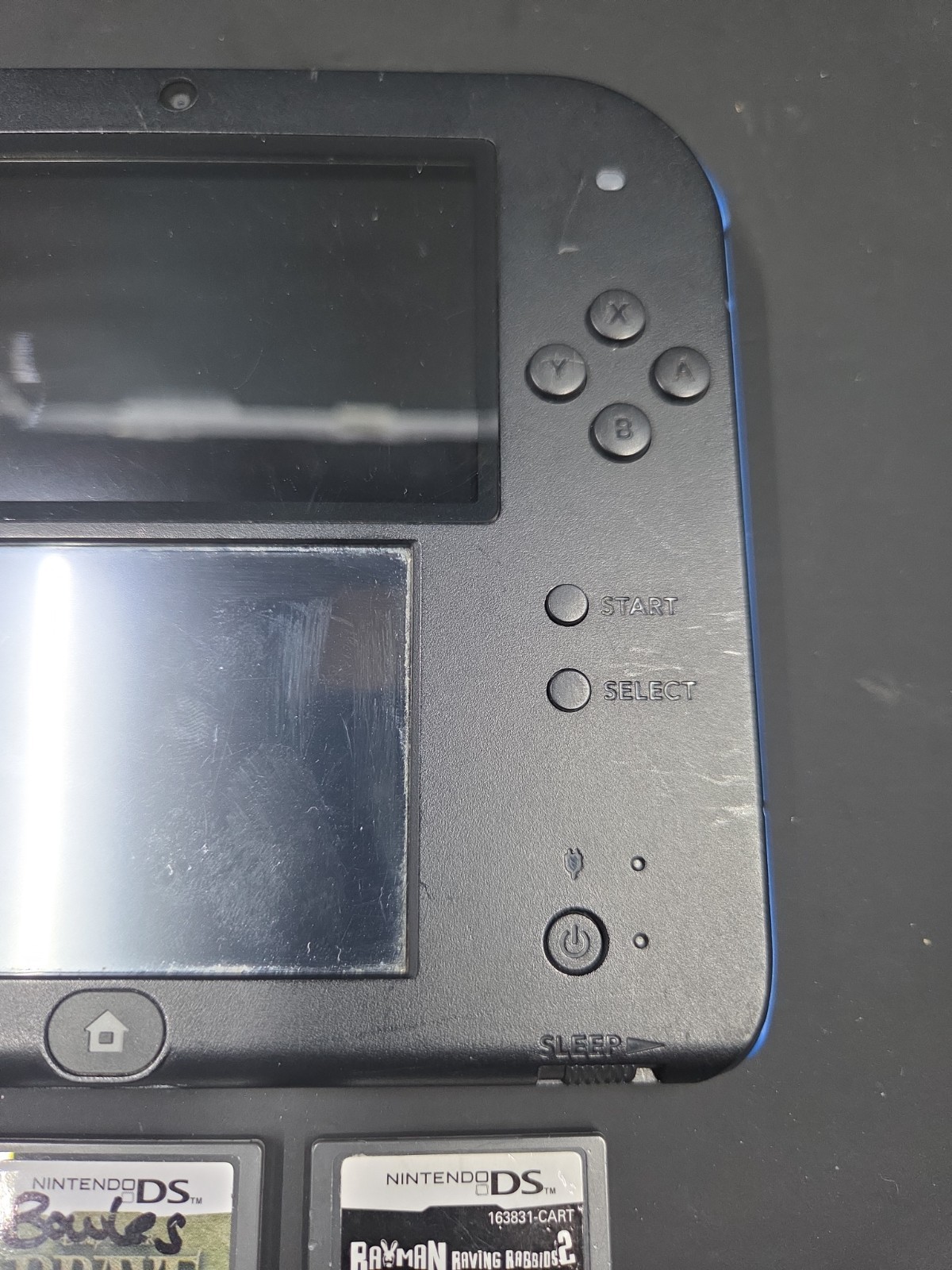 *USED* Nintendo 2DS Black Blur Console OEM Tested Works Great + 5 Games Charger