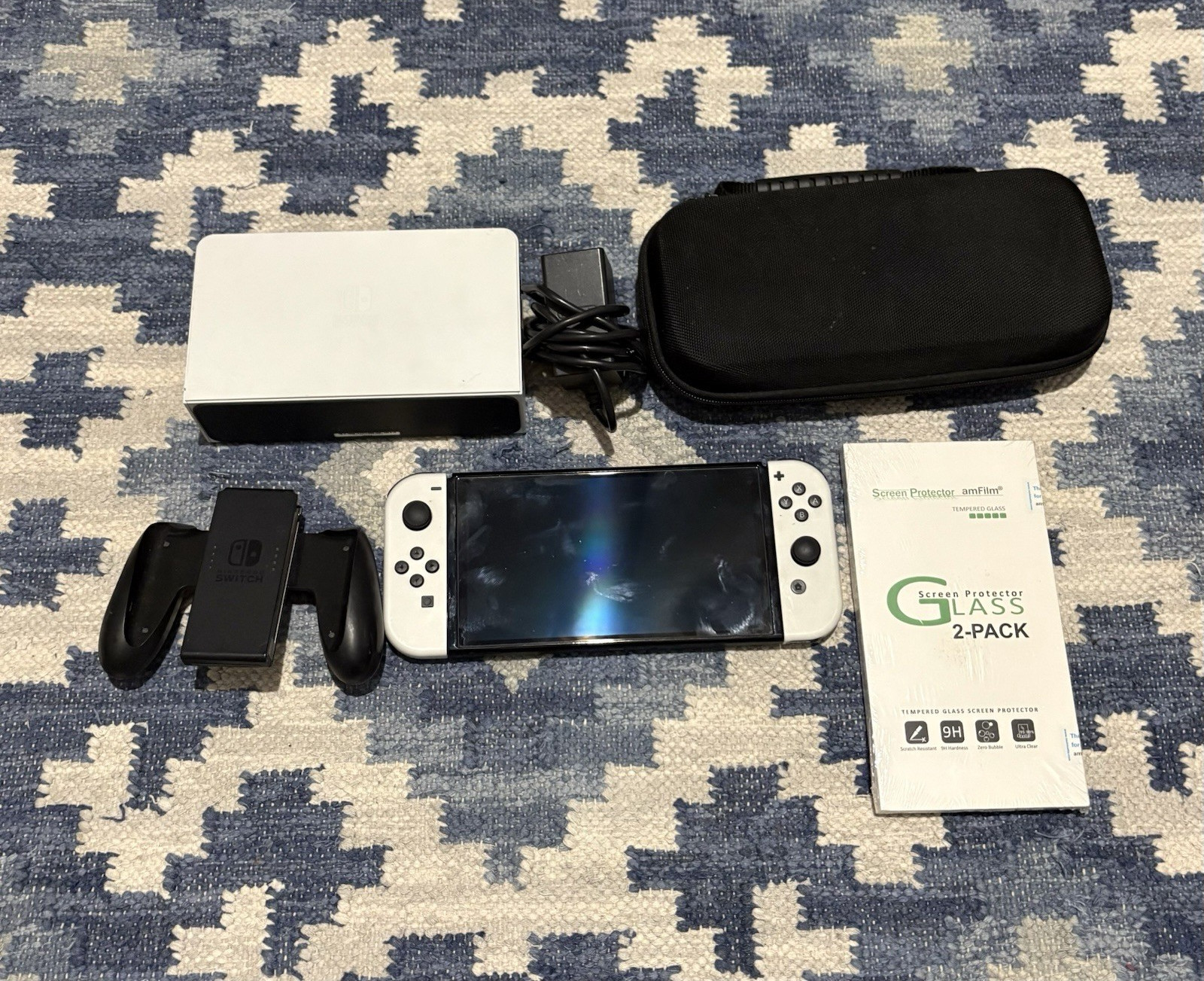 Nintendo Switch OLED White 64GB Console w/ Dock, Case, Protector