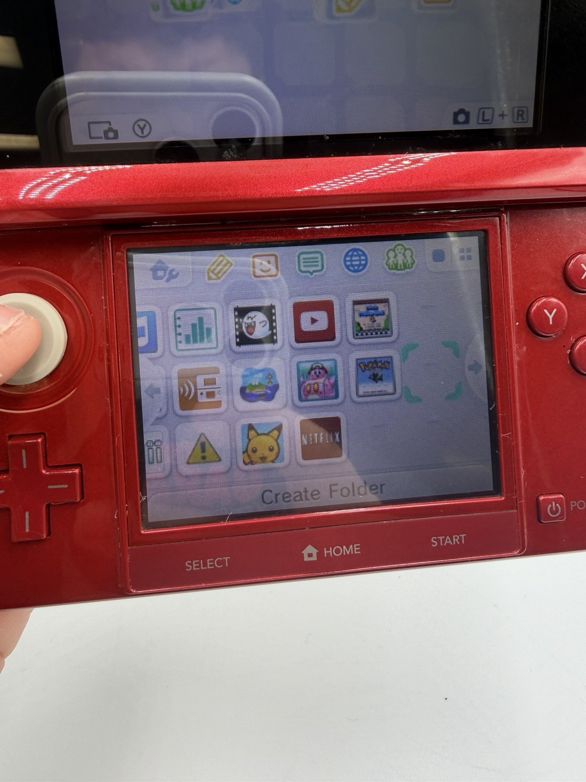 Nintendo 3DS Handheld System Flame Red W/3 Loose Cartridges & Preinstalled Games