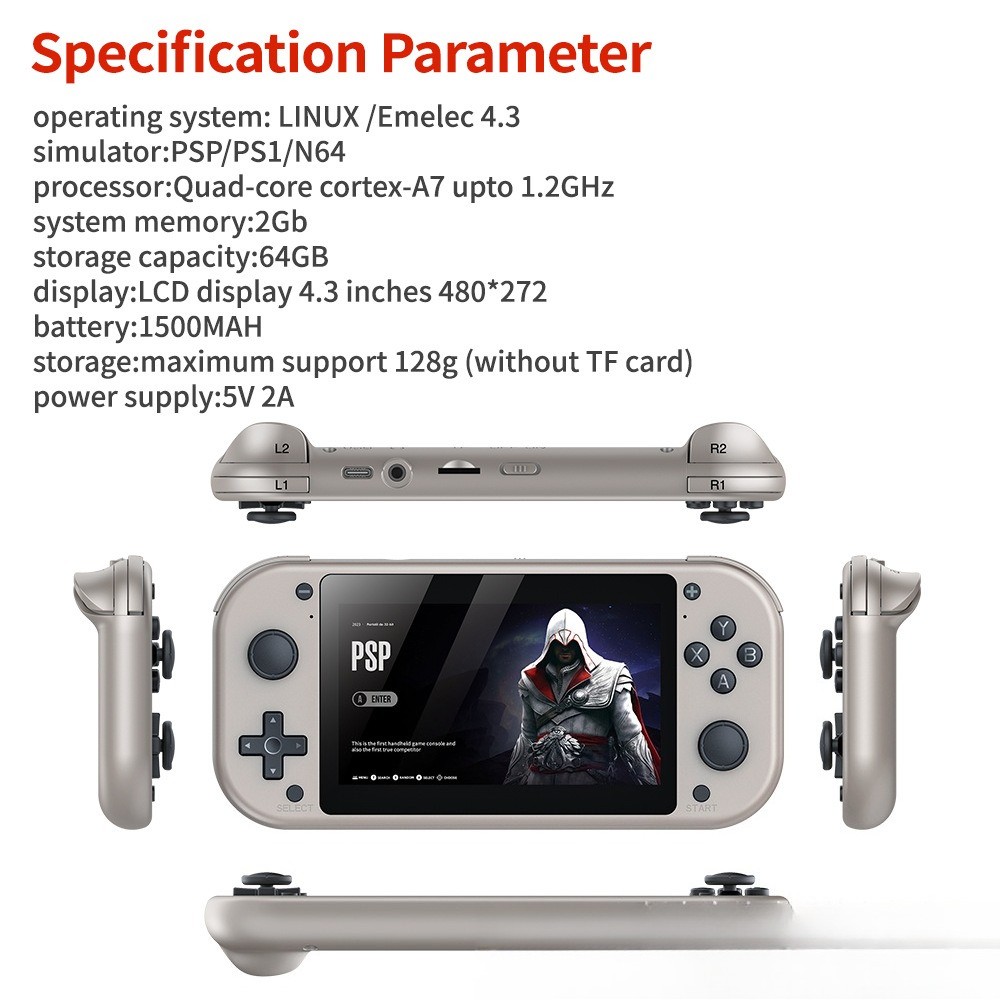 M17 game console horizontal version 4.3-inch screen 128GB with 30000 games