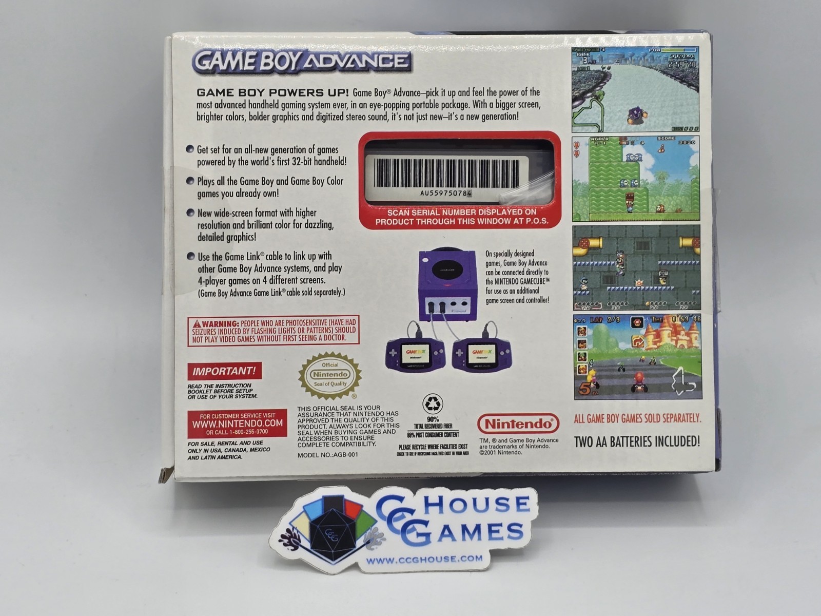 Nintendo Game Boy Advance 32Bit Glacier Clear Wide Screen CLEAN! *CCGHouse* VD