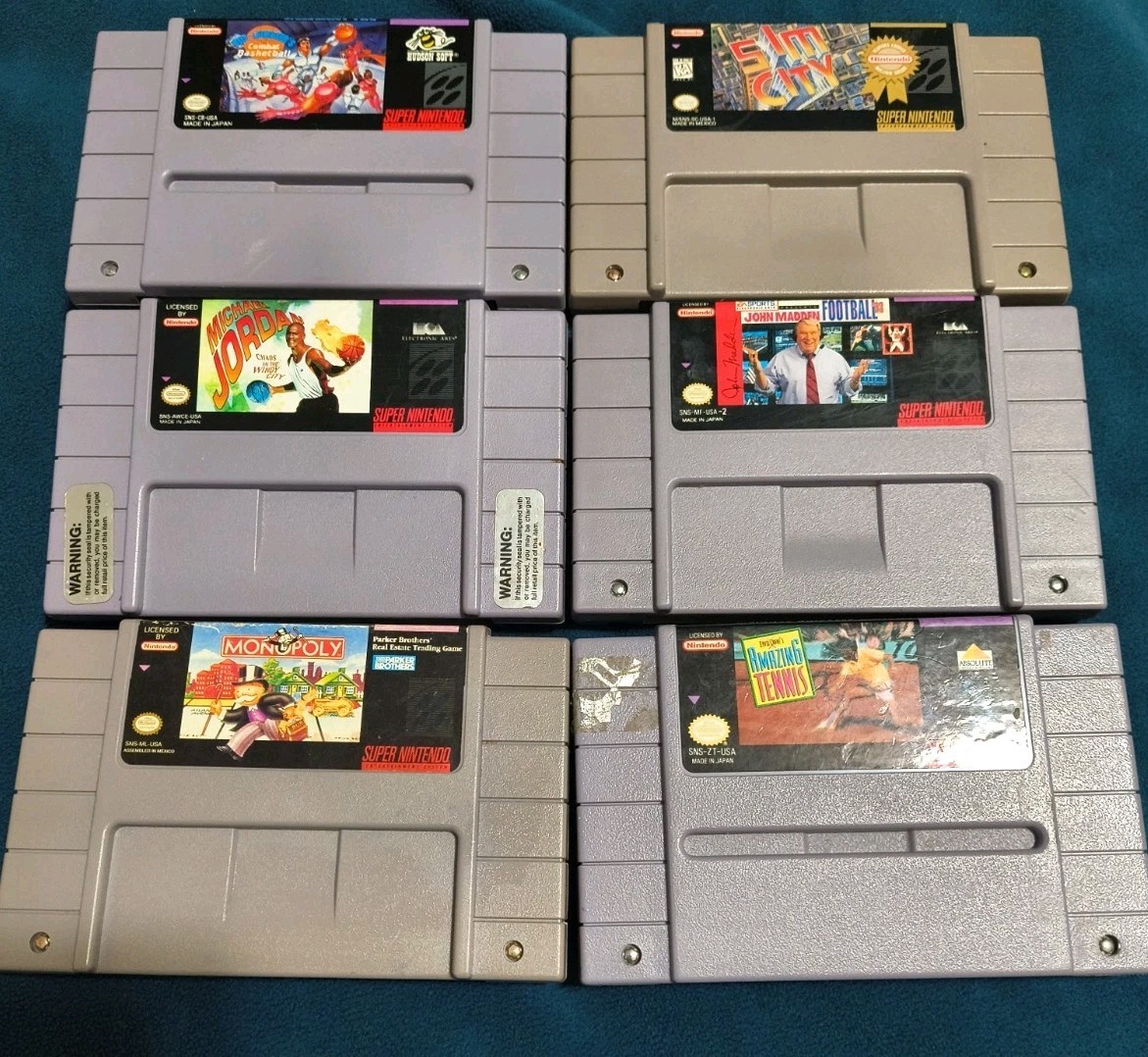Nintendo SNES SNS-001 Home Console + 2 Controllers & 7 Games Tested Working