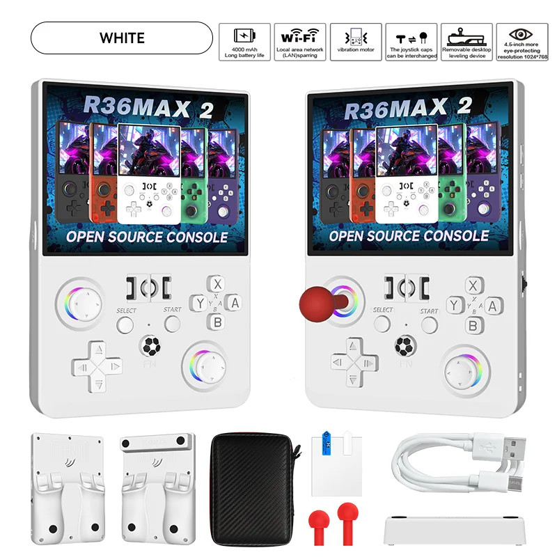 2026 Upgraded R36MAX2 Retro Handheld Game Console 4.5 Inch HD Screen 1024*768 Op