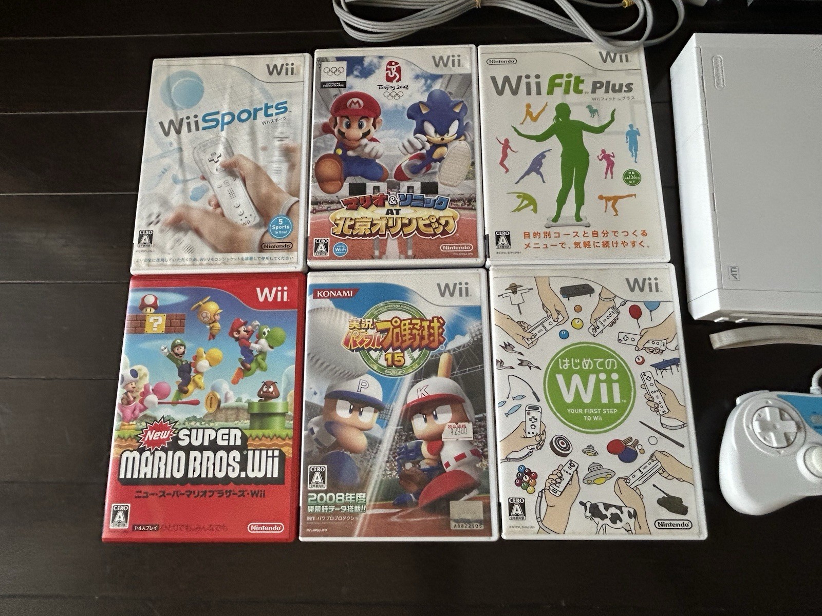 Nintendo Wii White Console Bundle 2 Wii Pink Blue Answers Classic Mario 6 Games