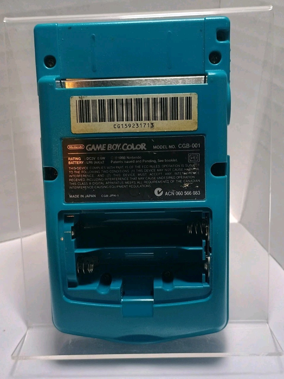 Nintendo Game Boy Color Handheld Teal Works **MISSING BATTERY COVER**