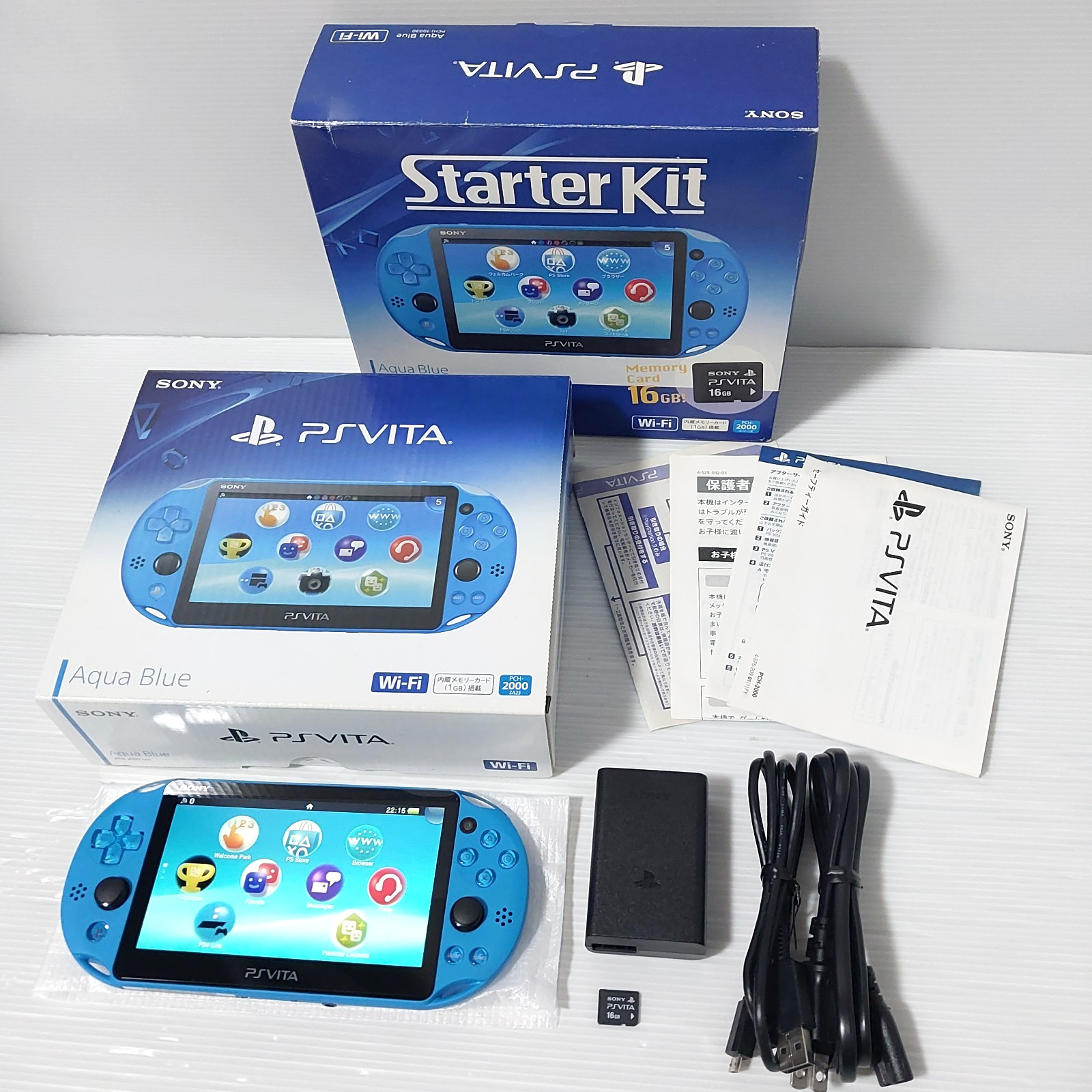 SONY PlayStation PS Vita console PCH-2000 Aqua Blue with box Tested Import Japan