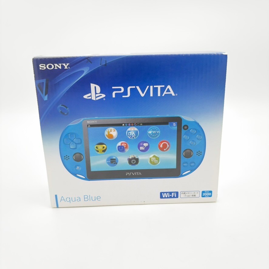 Sony PS Vita Console Aqua Blue Boxed Mint Condition PCH-2000 From Japan WI-FI