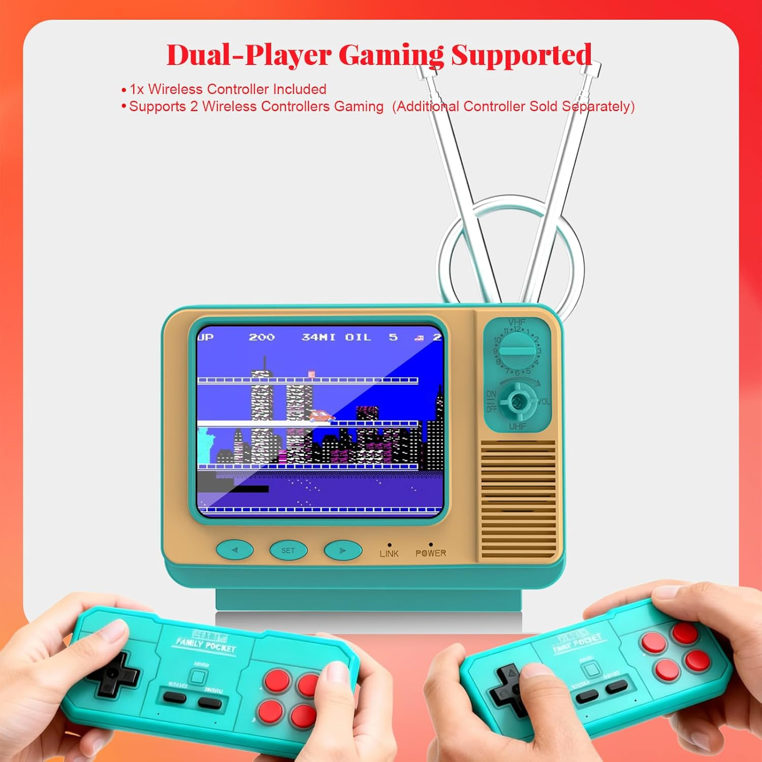 JALECO Retro Game Console with 168 Classic Games and 2.4G Wireless Controllers