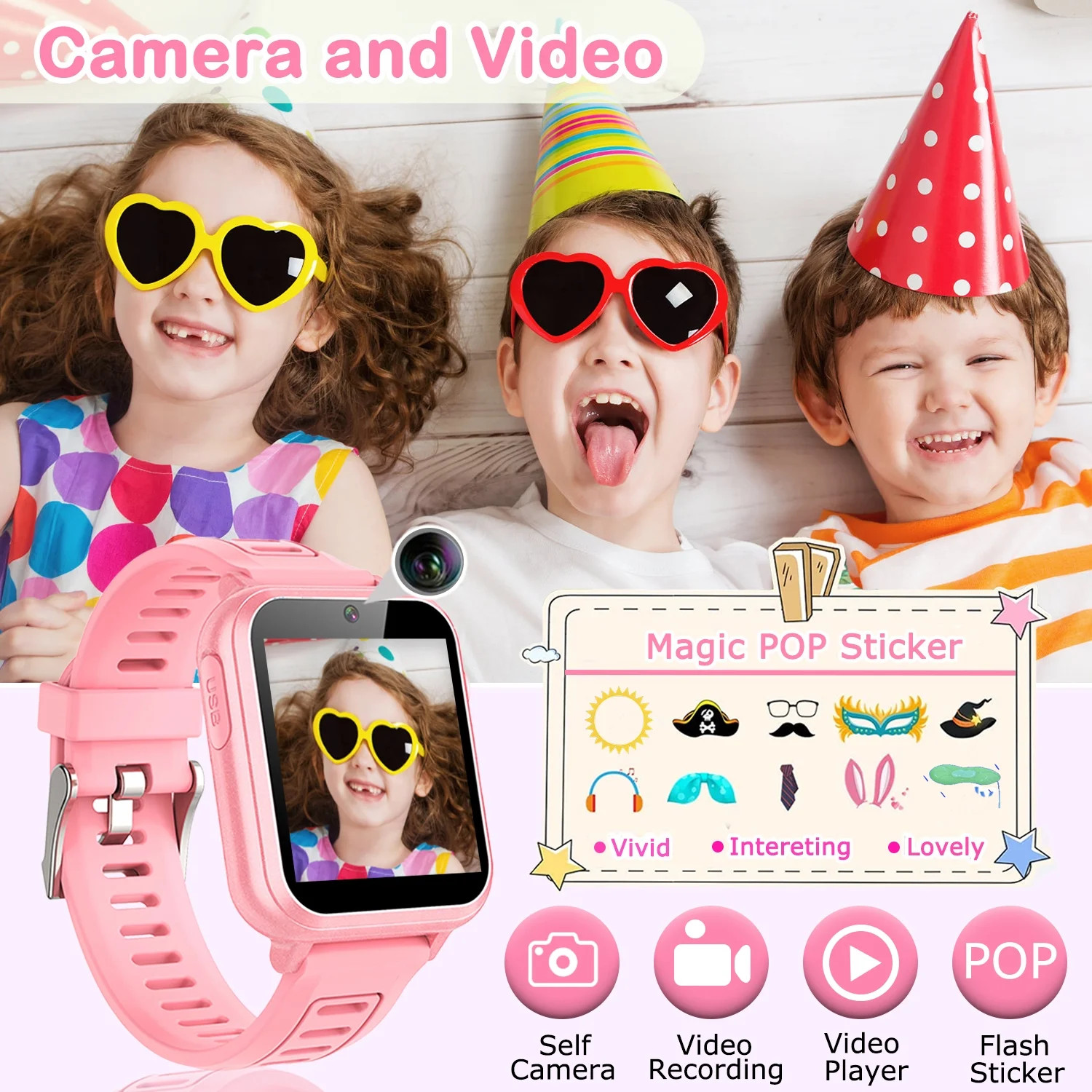 HD Touch Screen Cellular 1.54″ Case with Pink Band