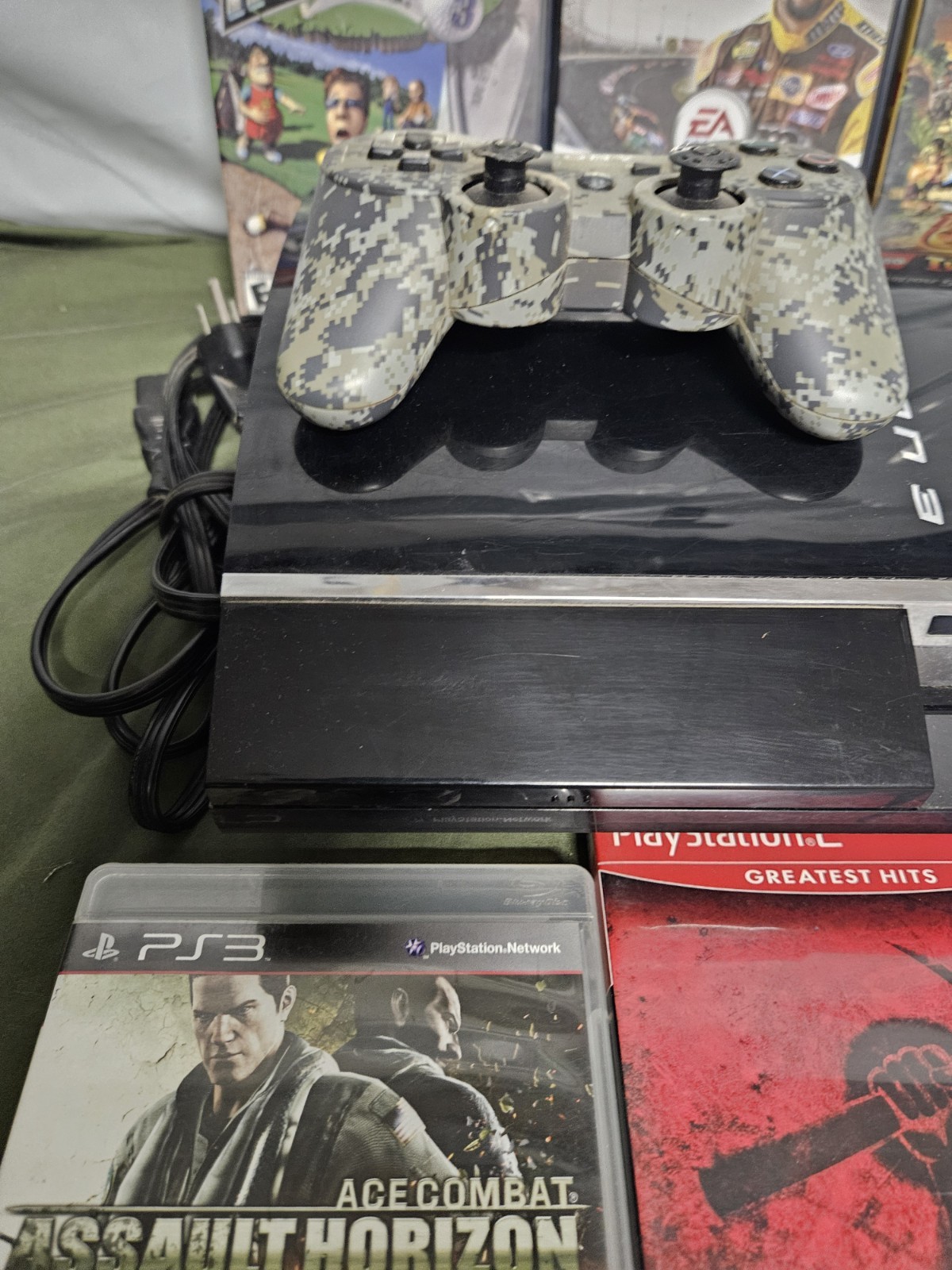 PS3 Fat CECHE01 Backwards Compatible Console, Remote and 9 Games – CIB – TESTED