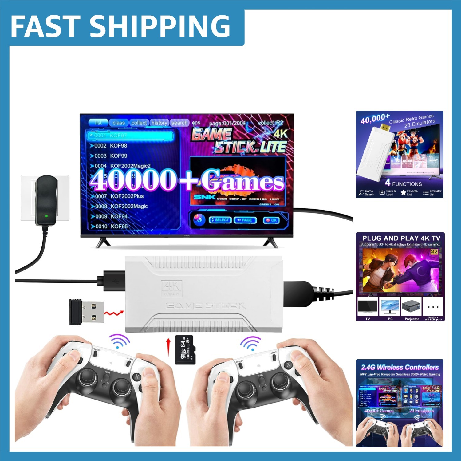 Multiplayer Retro Game Console with 40,000+ Games & Dual Wireless Controllers