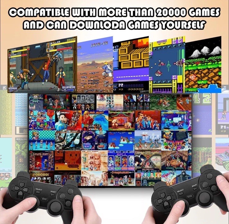 Dual 2.4G Wireless Premium Controllers 20000+ Games 4K HDMI Retro Game Console