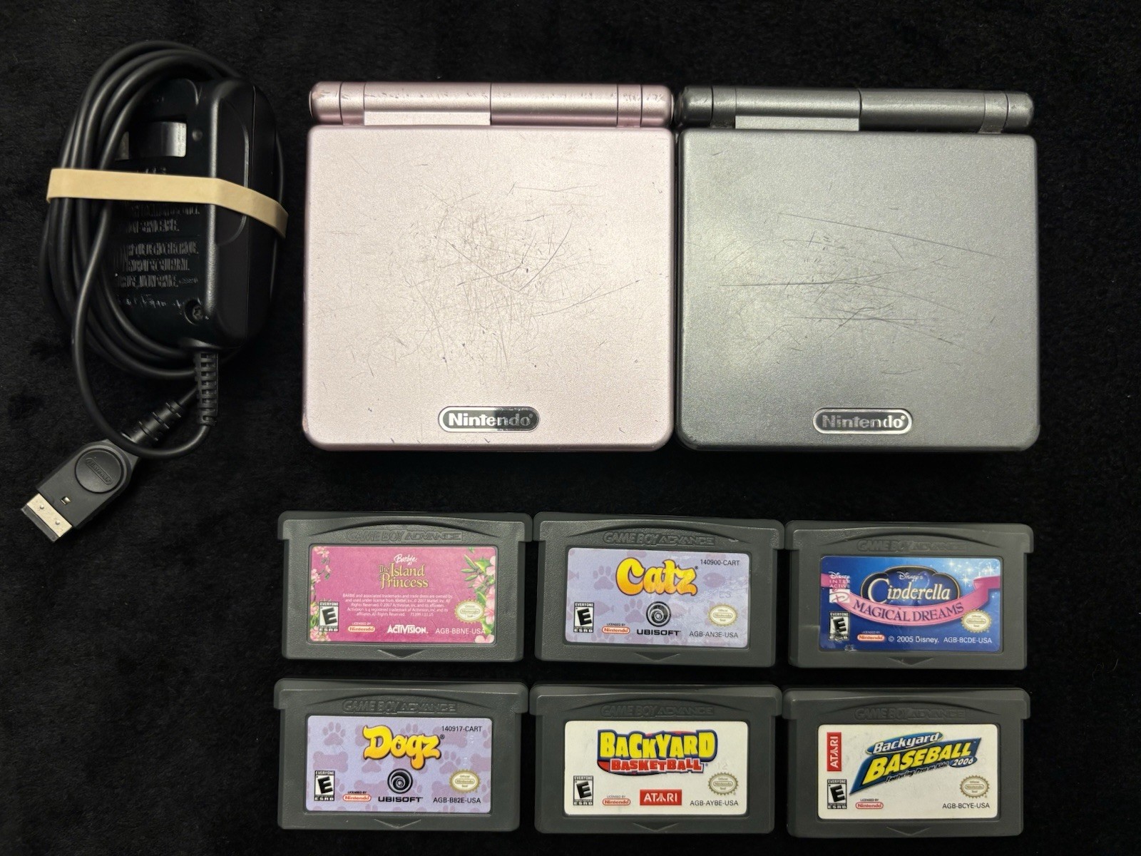 Tested Nintendo Game Boy Advance GBA SP 101 Consoles Charger Video Game Lot Read