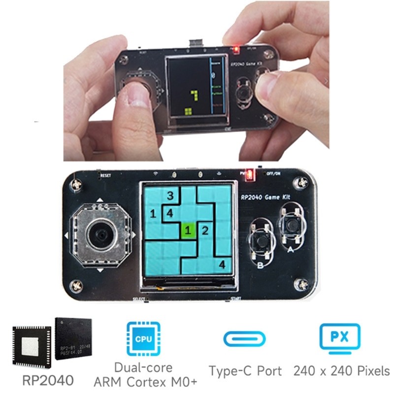 For RP2040 Small Game Console Board with 1.54″ High Resolution LCD