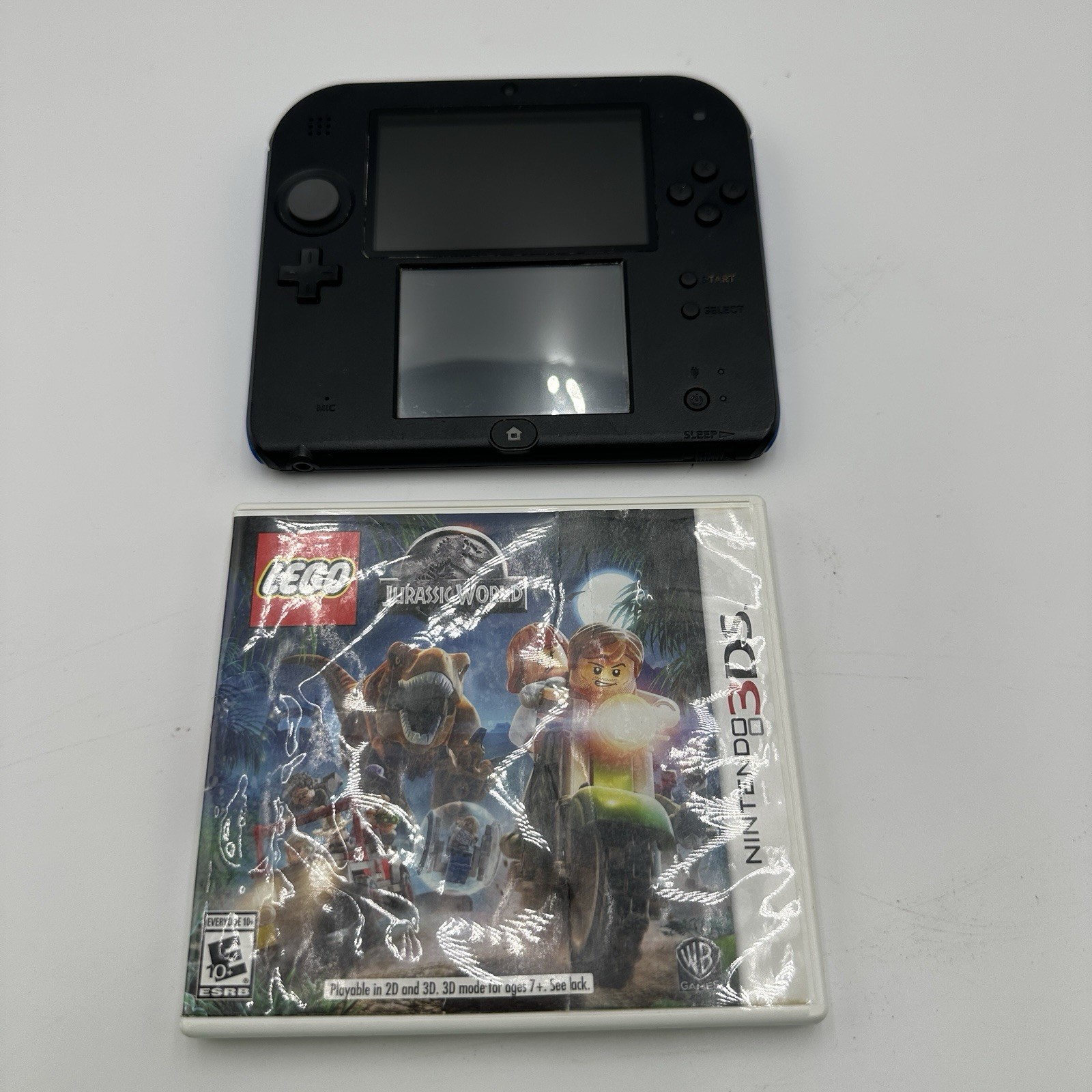 Nintendo 2DS Handheld Game Console Black/Blue With Game NO CHARGER Tested *READ*