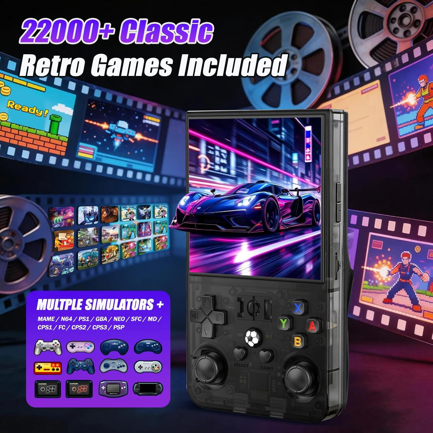 R36MAX Retro Handheld Game Console, Portable Hand Held Open Source Linux System,