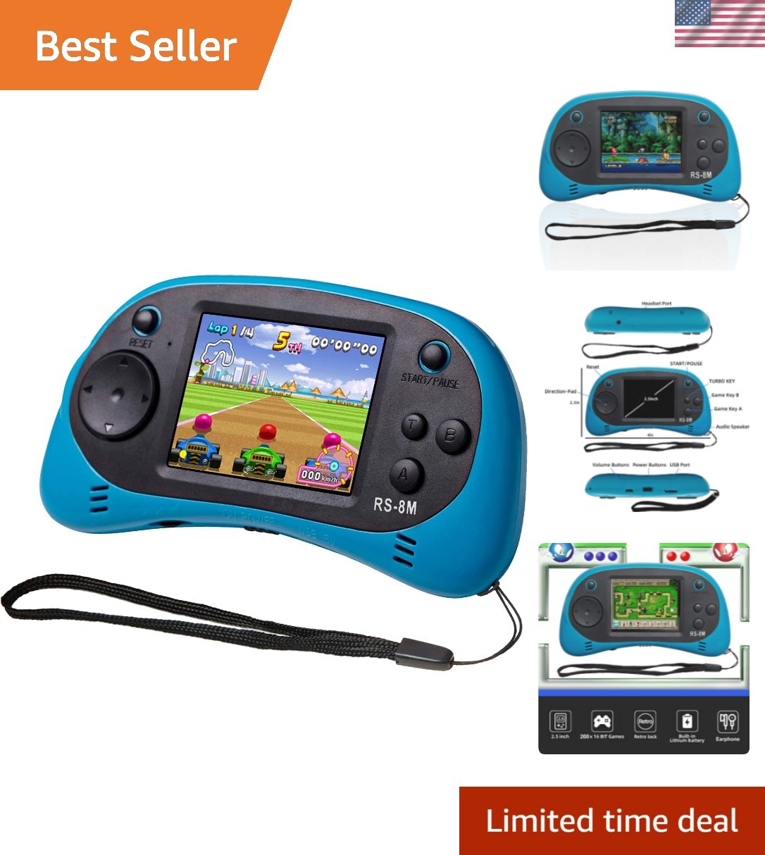 Kids Handheld Portable Video Game Player with 200 Games – 16 Bit 2.5 Inch Scr…