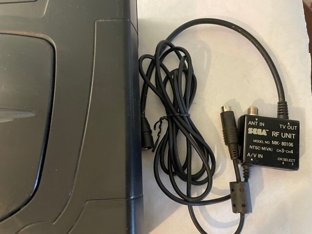 SEGA Saturn Black CONSOLE 2 CONTROLS POWER CORD, RF UNIT (AV) AUTHENTIC OEM