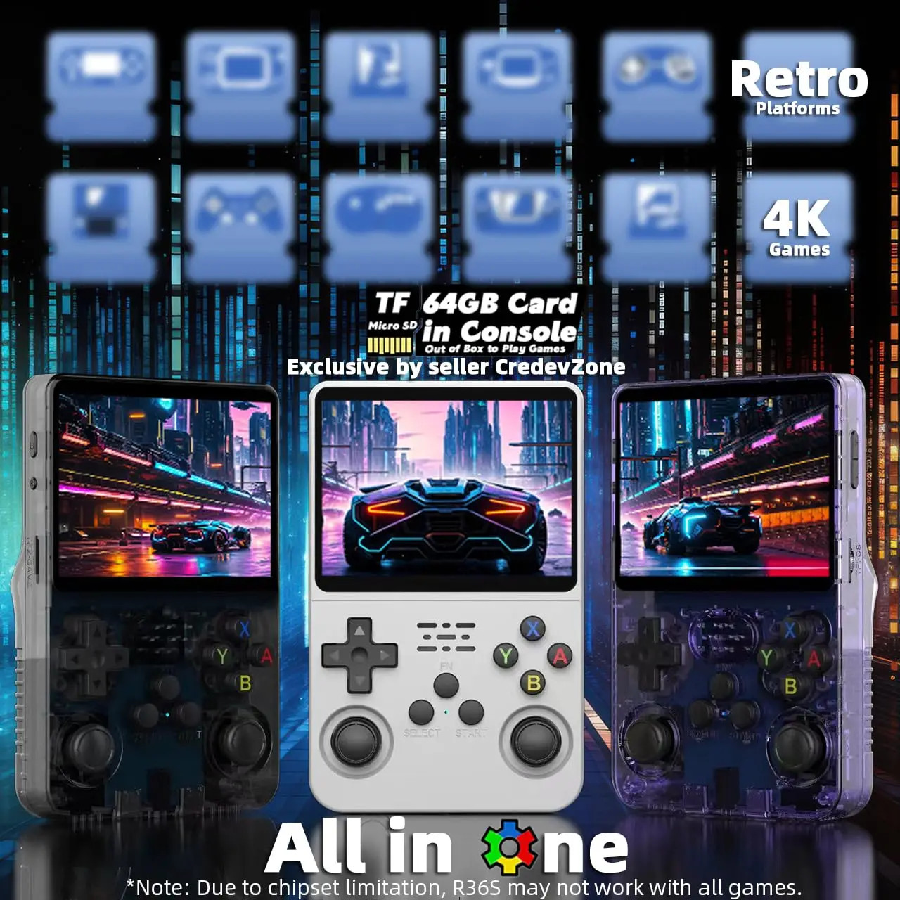 Portable Retro Handheld Gaming Console 3.5″ IPS Screen 64GB 20K Games