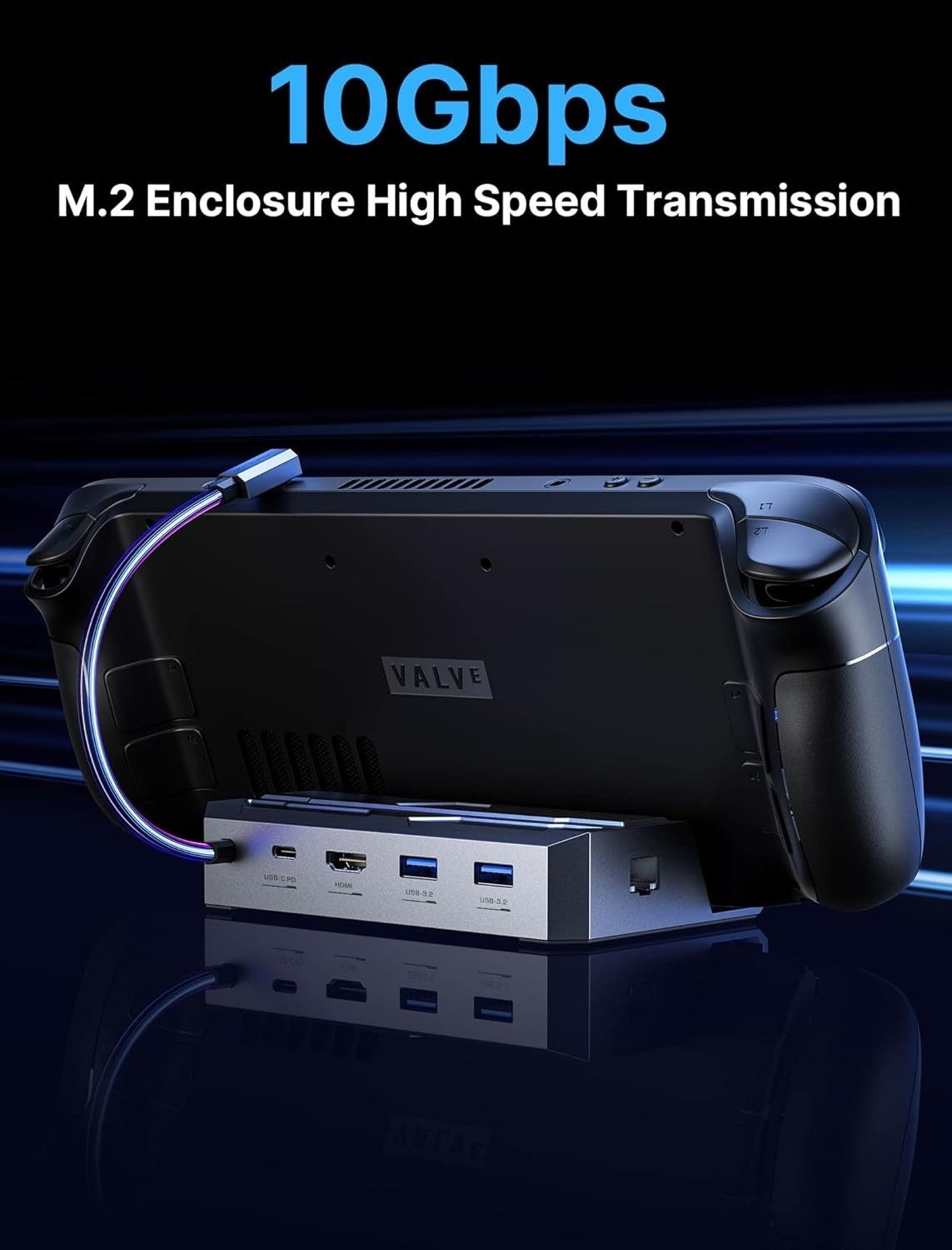 6-in-1 Steam Deck Dock – Vibrant 4K HDMI & Gigabit Ethernet Connectivity