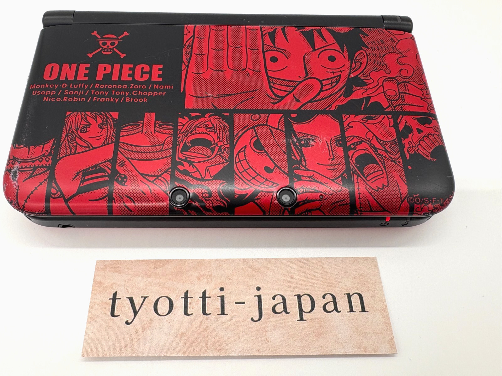 3DS LL Luffy Red Console W/Stylus One Piece Unlimited World R, works good