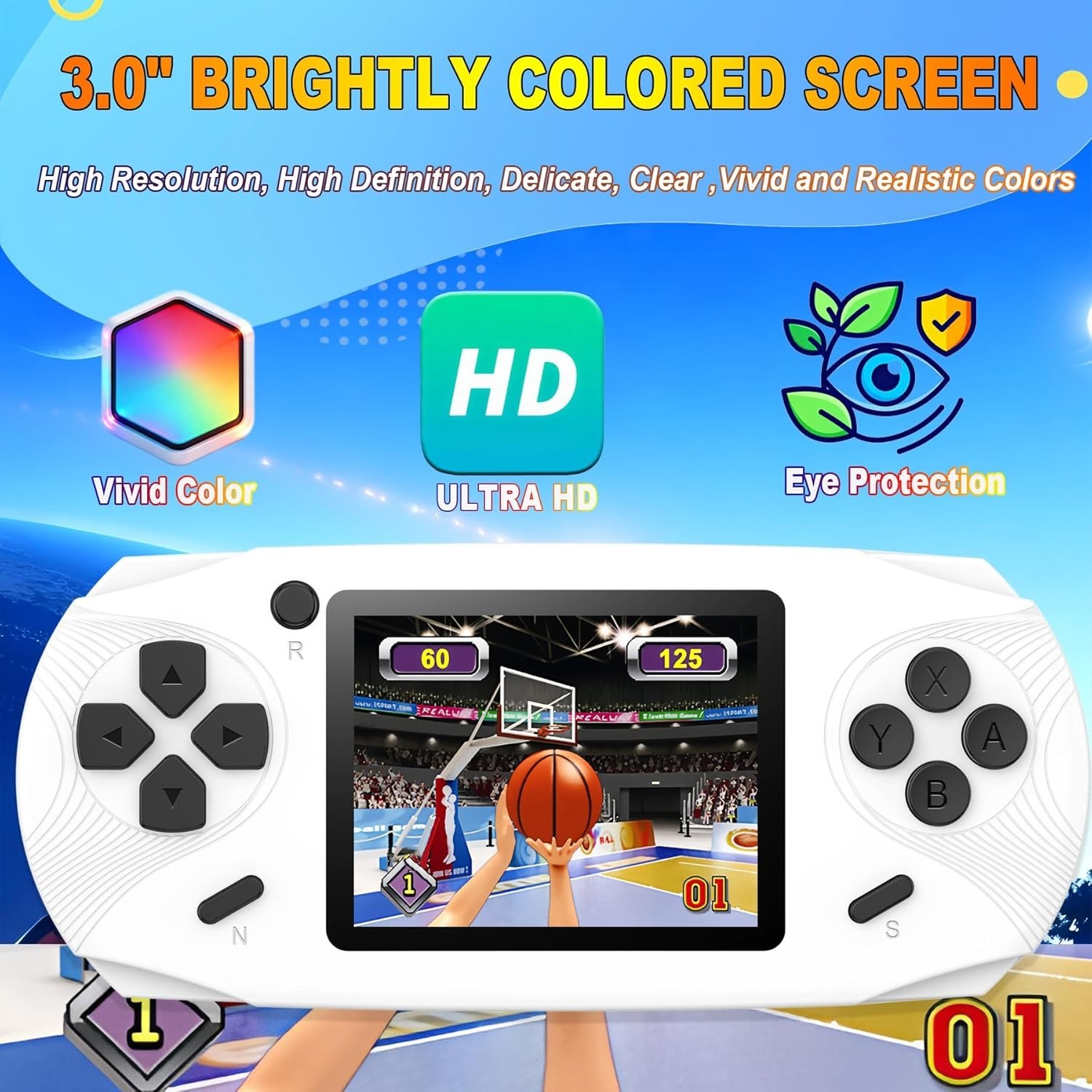 6 Bit Handheld Games for Kids Adults 3.0” Large Screen Preloaded 00 HD Class…
