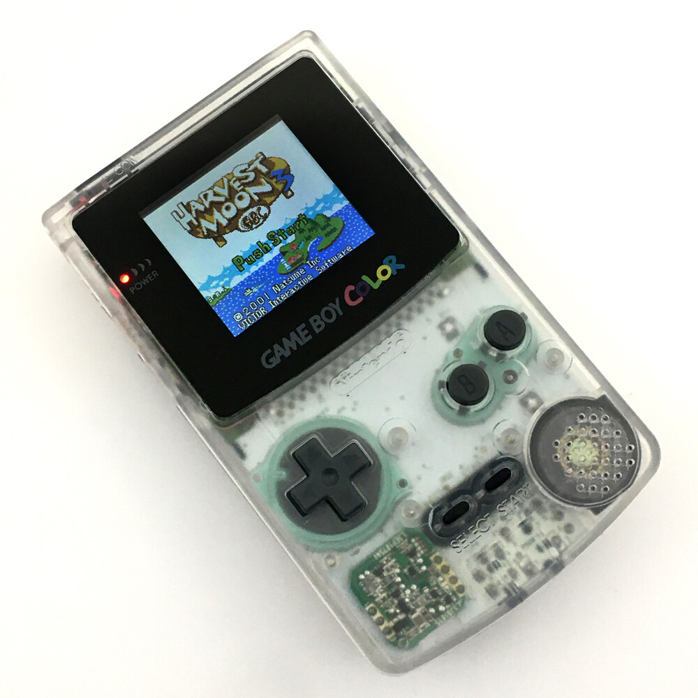 Clear White Retrofit Game Boy Color GBC Console w/ High Backlight LCD Screen