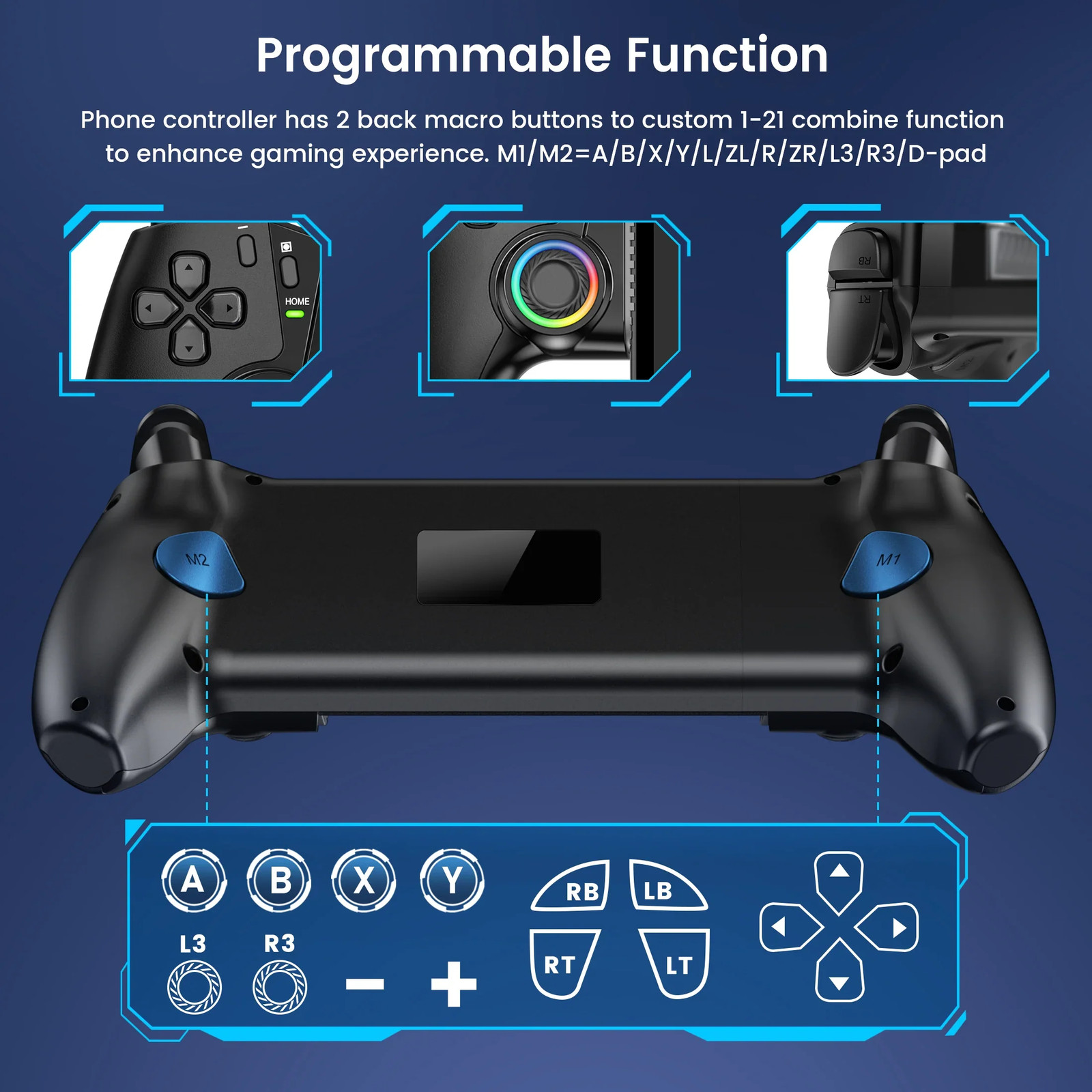 Dinofire Wireless Bluetooth RGB Controller for Switch 2/Nintendo Switch/Switch