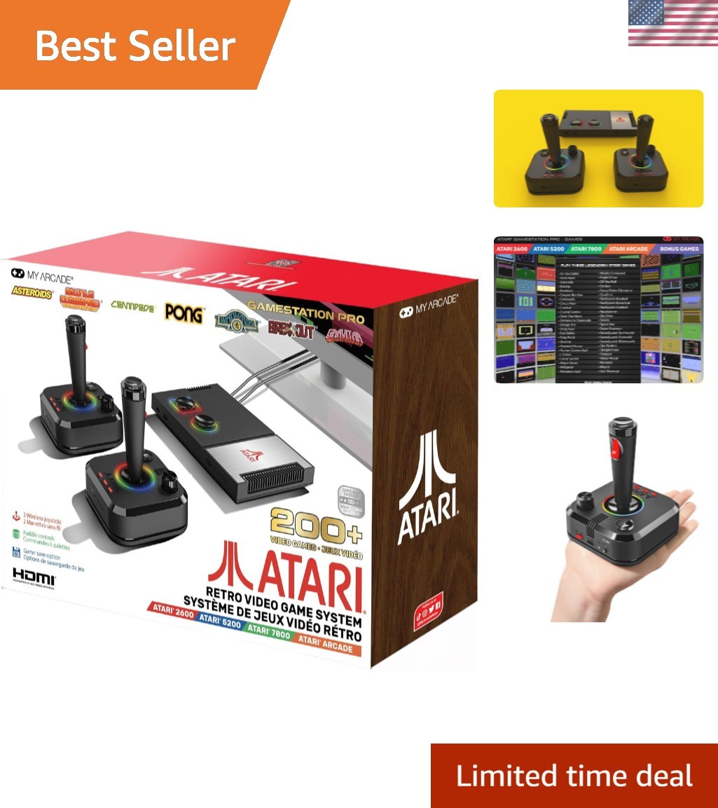 Atari Game Station Pro: Retro Video Game Console with 200+ Games, Wireless Jo…