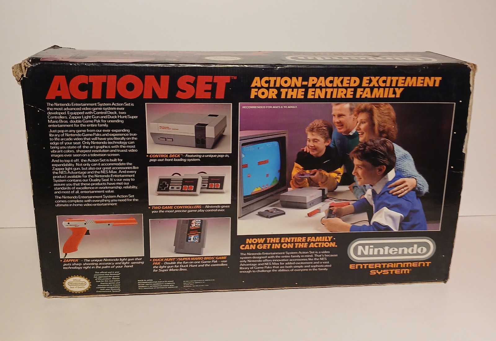 Nintendo NES Action Set w/ Console, 1 Controllers, Zapper, Cords, x2 Games