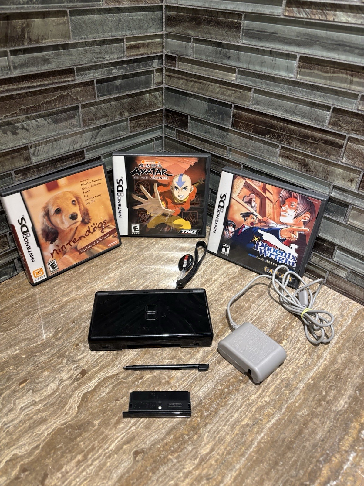 Nintendo DS Lite Black Console Tested Working Stylus. Game Lot And More