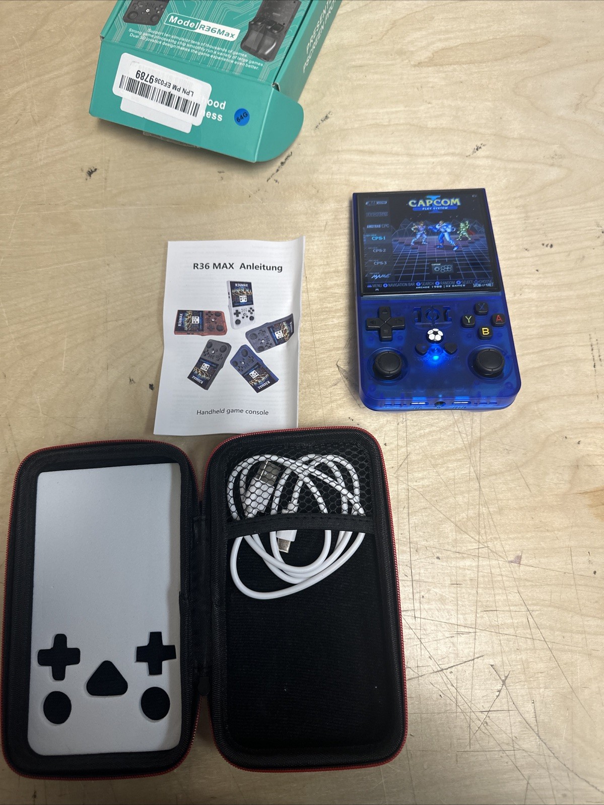 R36MAX Retro Handheld Game Console, Blue MAX 64GB