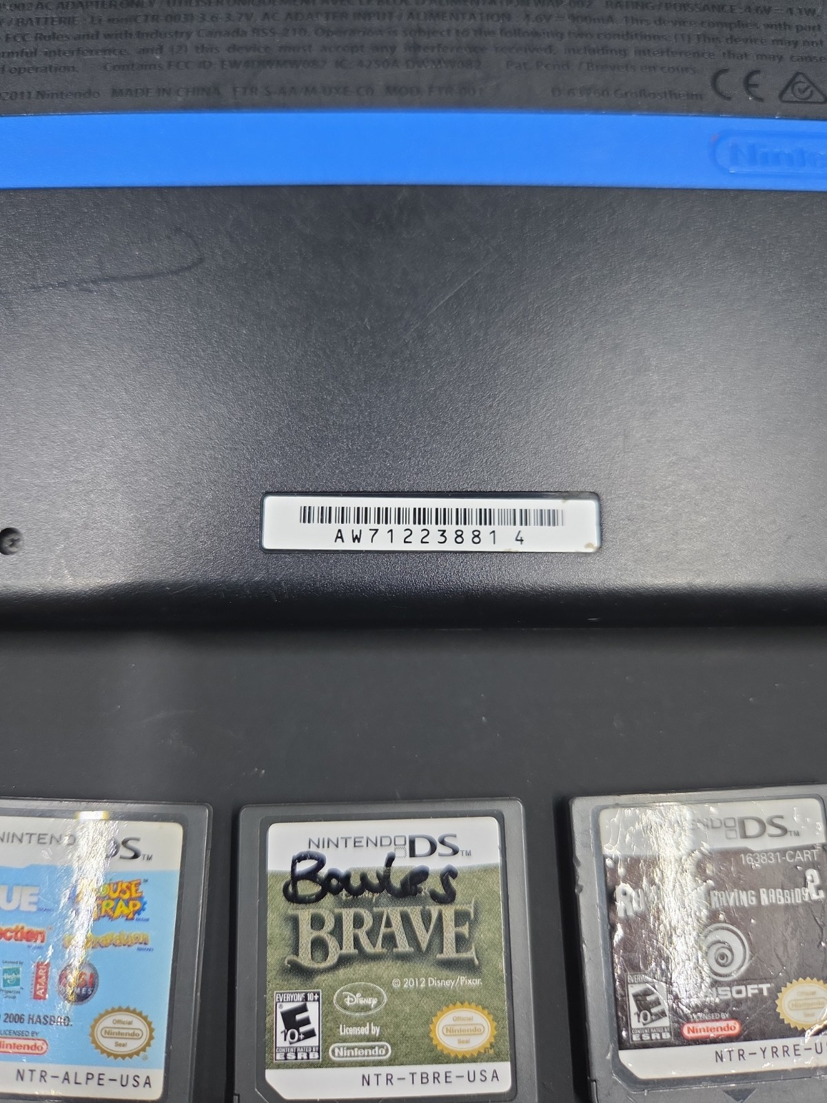 *USED* Nintendo 2DS Black Blur Console OEM Tested Works Great + 5 Games Charger