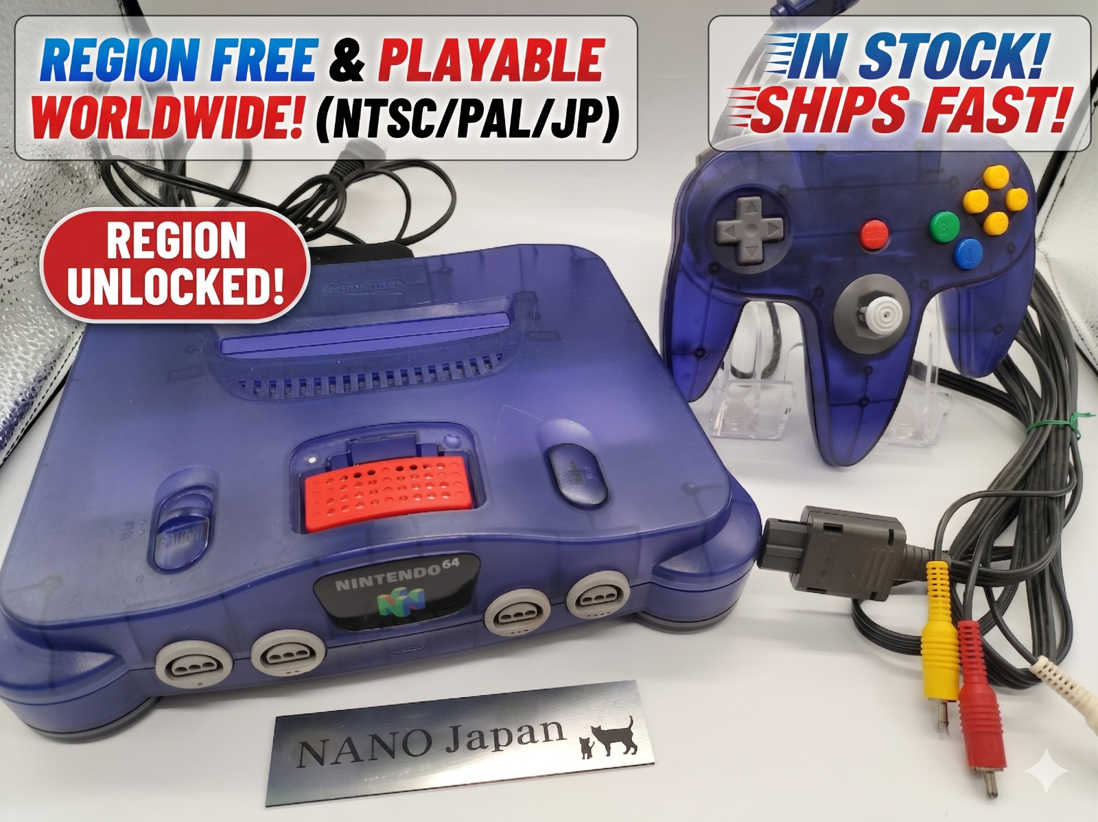 Nintendo 64 N64 Midnight Blue Console W/Expansion Pack & Controller NTSC-U/C
