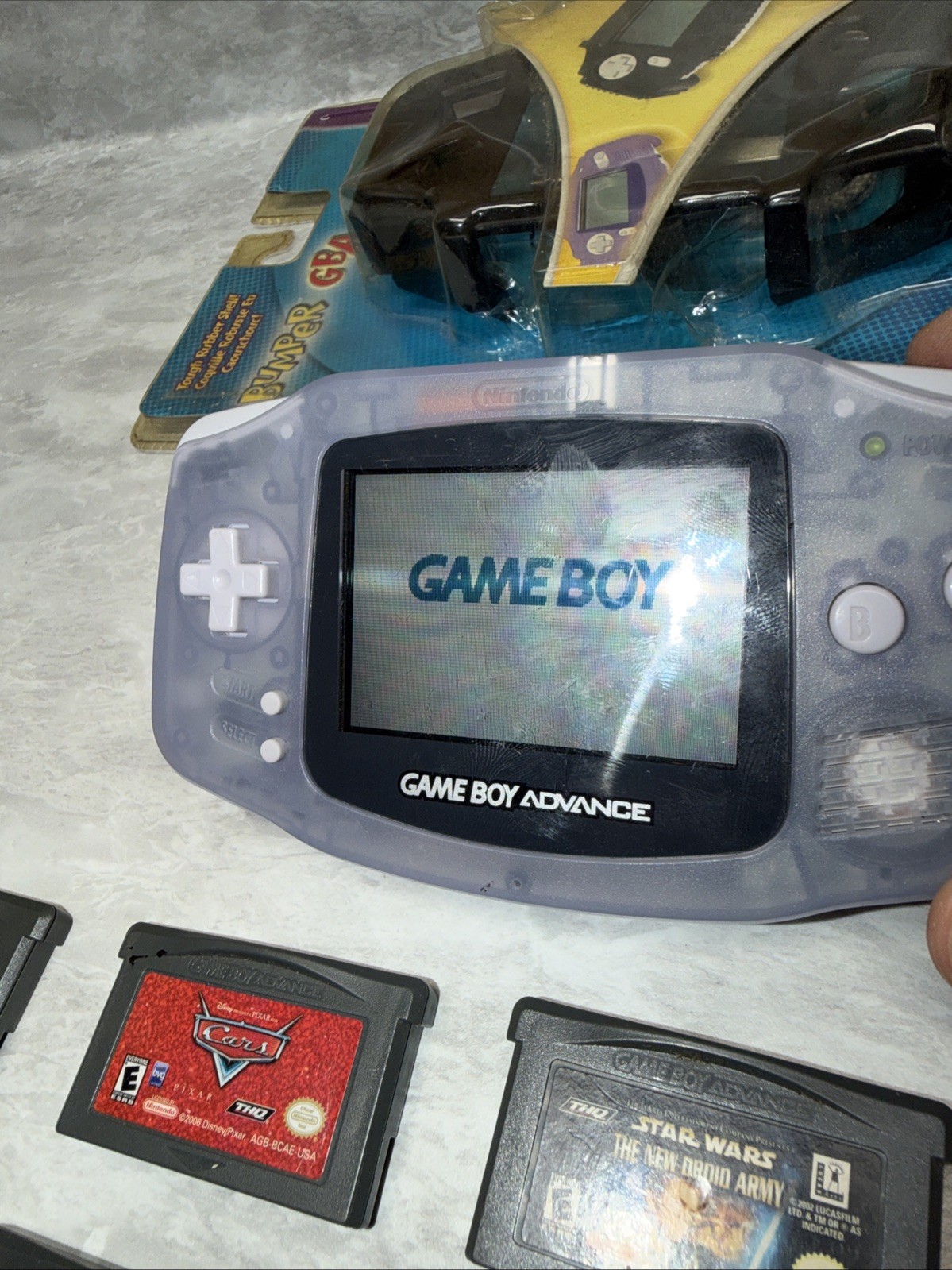 Nintendo Game Boy Advance Console System – Clear Glacier Bundle 15 Games And Acc