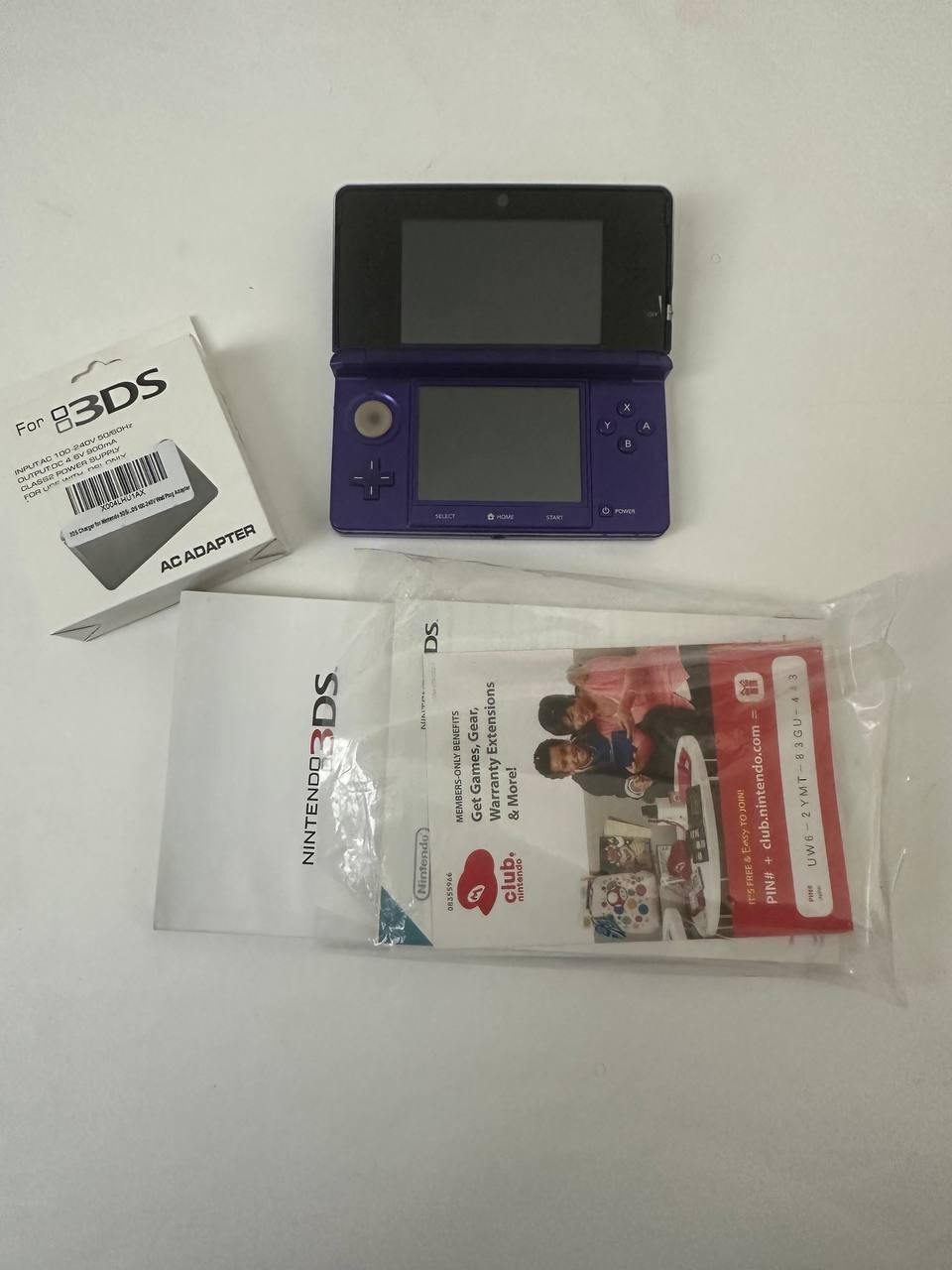 Nintendo 3DS Midnight Purple System + Charger Games 64GB SD OG Imserts Booklets