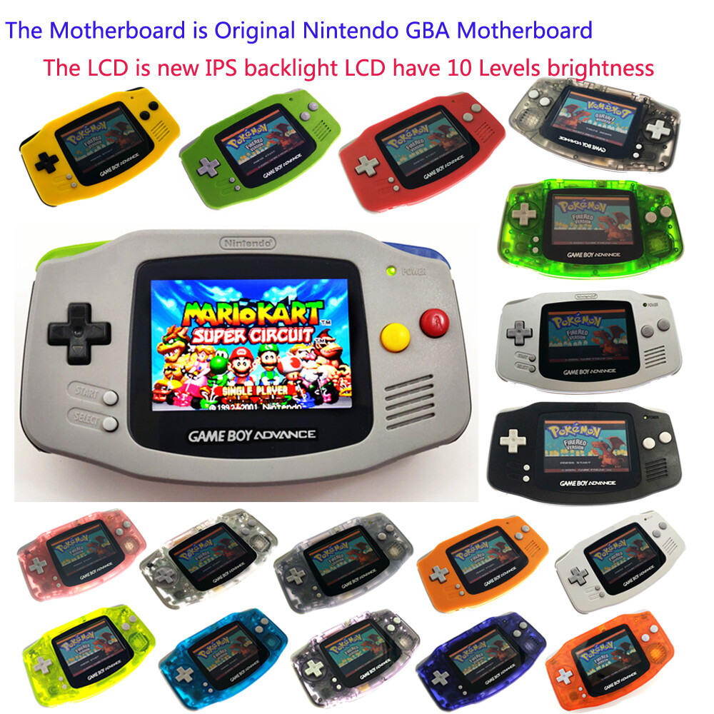 Clear Yellow 10 Levels Backlight V2 iPS LCD Screen Game Boy Advance GBA Console