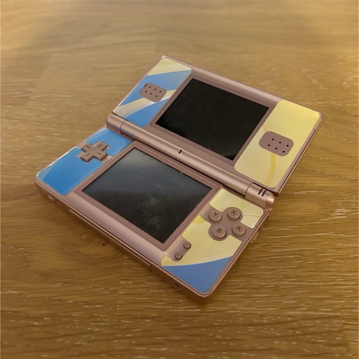 Nintendo DS Lite Pink Handheld System with Custom Blue & Yellow Button Skins