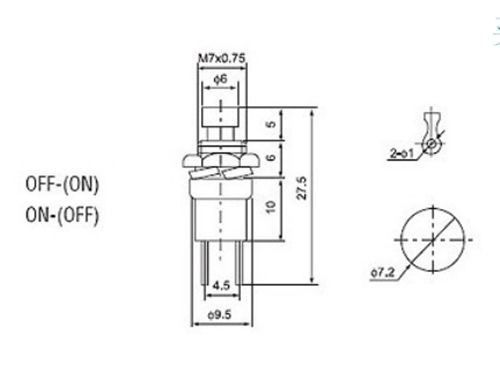 2pcs Car Boat 3v 9v 12v Push Momentary N/C Switch,B107A
