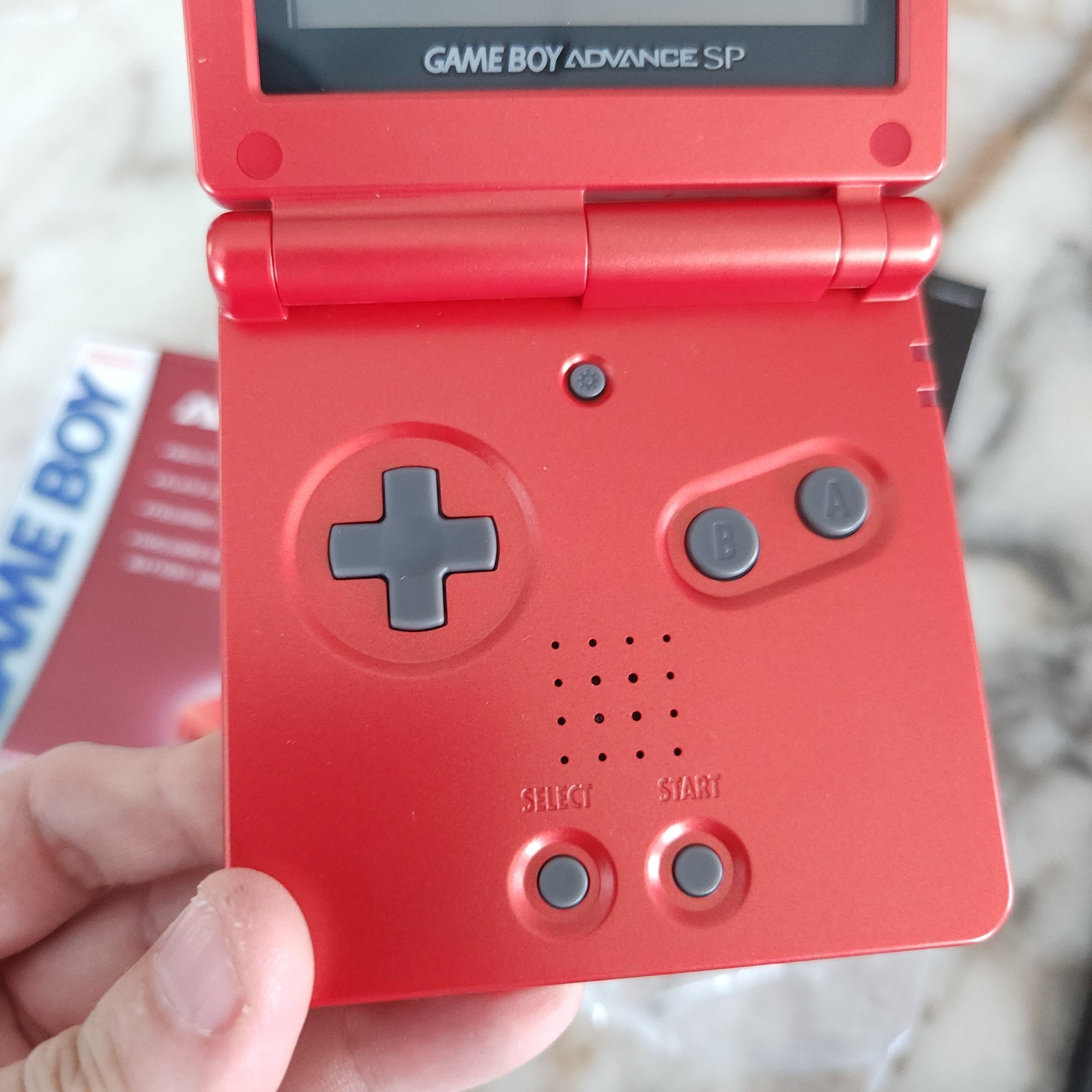 Game Boy Advance GBA SP AGS 001 Flame Red CIB NEVER USED