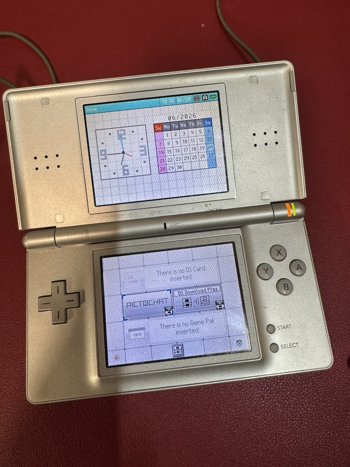 Nintendo DS Lite Console USG-001 with charger Gloss Silver 2 Games
