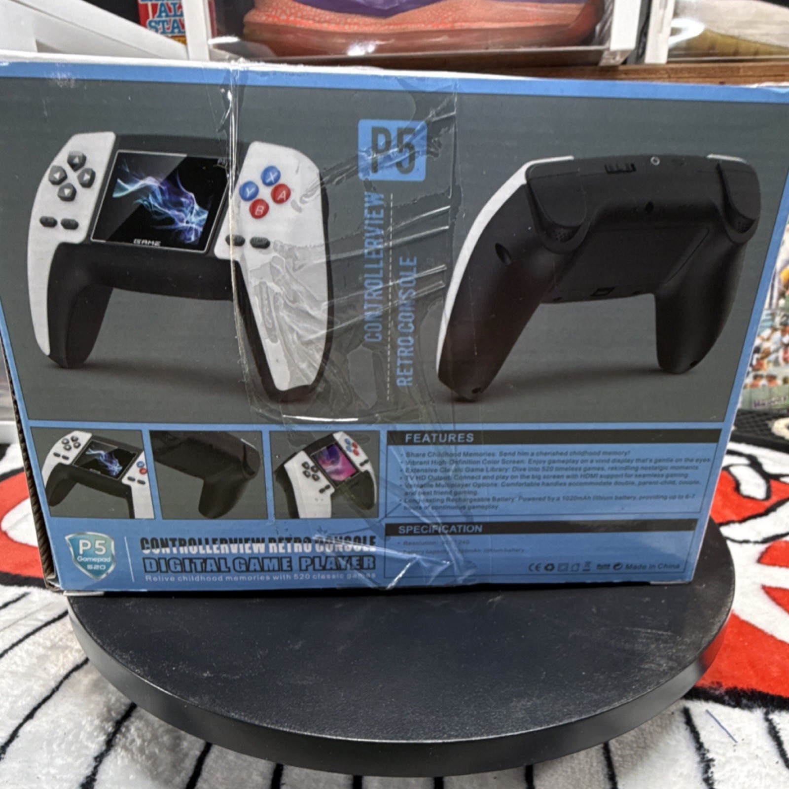 Controllerview P5 Retro Console Digital Game Player 520 Games, Long Battery, Red