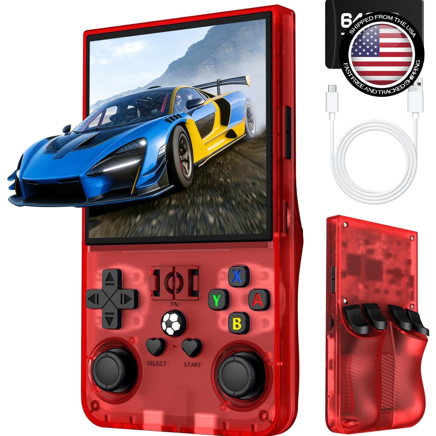 Portable R36MAX Retro Gaming Console with 64GB Memory and 4000mAh Battery