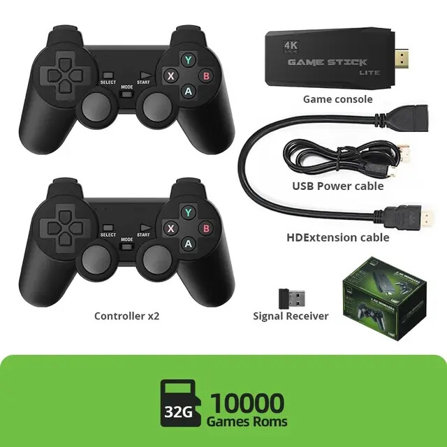 DATA FROG Retro Video Game Console 2.4G Wireless console game Stick 4k 10000 D